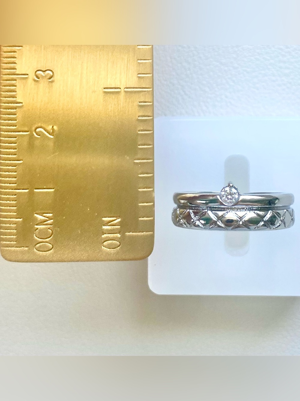 Silver Stackable Ring - White - Picture 2 of 4